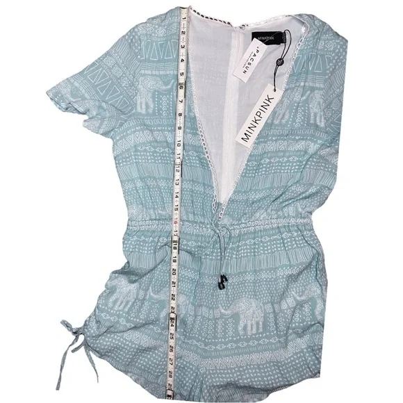 NWT MINKPINK Low V Cut Romper Zipper Back Elephant Pattern - Picture 5 of 14